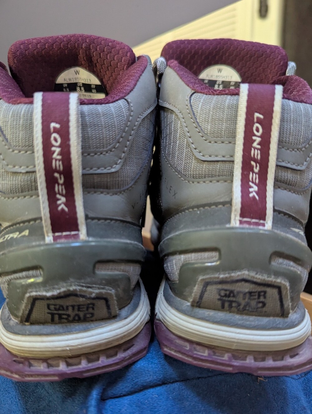 Altra Lone Peak 4 Mid Mesh Women's Hiking Shoes - Gray & Burgundy - Picture 6 of 9